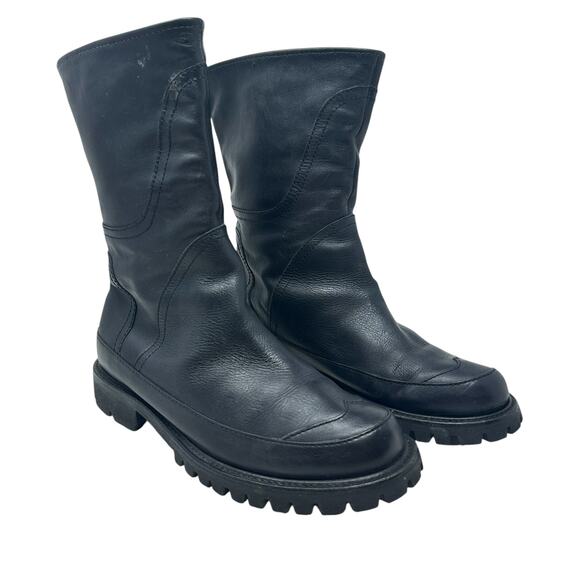 Hunter Boots Leather Lug Sole Mid Calf Pull-On Black Size US 9 - Picture 3 of 15